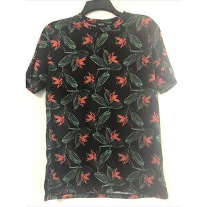 MENS FOREVER 21 FLORAL TROPICAL BLACK T-SHIRT SIZE Medium